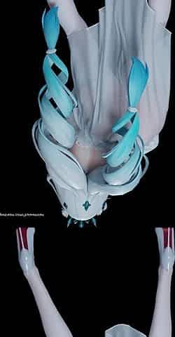 [mmd] Akina Phone Number Wedding Dress Erotic White Silk Striptease Double Ponytail