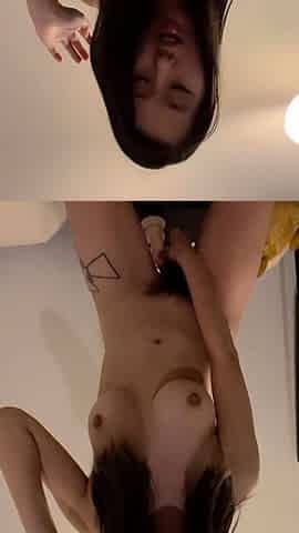 Hairy asian teenie solo toying
