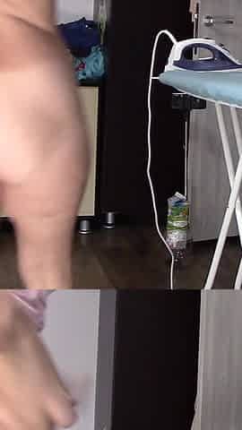 A Sexy Hairy Brunette Does Housework Naked