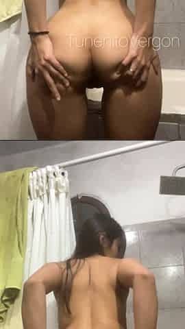 Sexy Brunette with Big Ass Masturbates before showering
