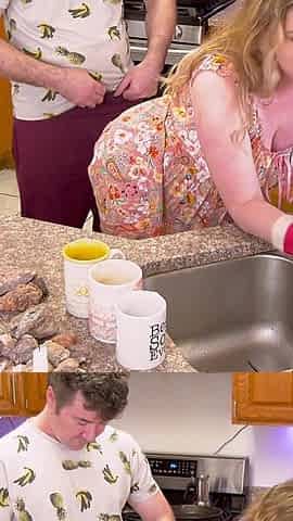 Free Use MILF Stepmom Fucked in the Kitchen While Washing Dishes