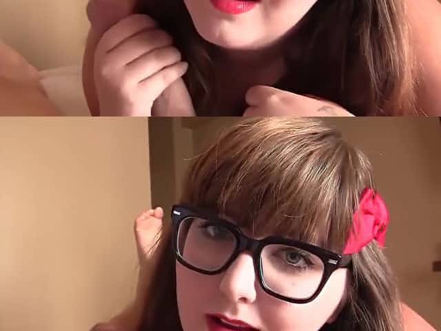 My nerdy chubby stepsister gives me POV blowjob