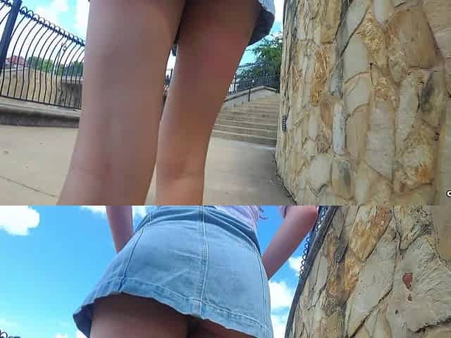 Skye Blue - Pink Micro Thong up the Skirt