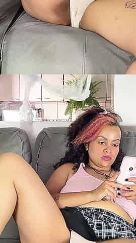 Chubby Girl Farting on Couch in Mini Skirt and Panties