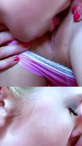Horny blonde teen fucks her girlfriend with a strapon