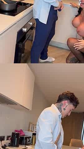 Sucked off in the Kitchen