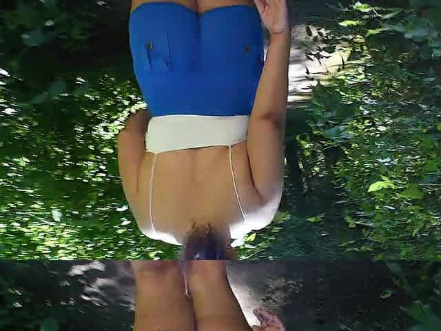 Flashing breasts during hike nearly caught