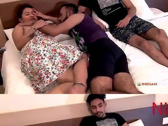 Indian MMF Threesome Sharing Hot Big Ass Desi Wife In Bed - Blowjob