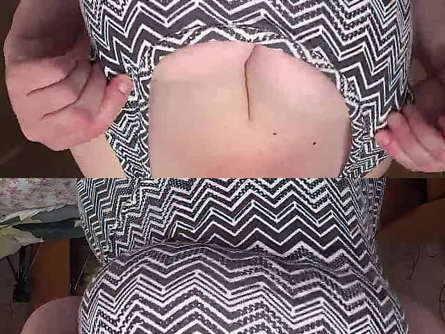 Large nice-looking boobs swing close-up.