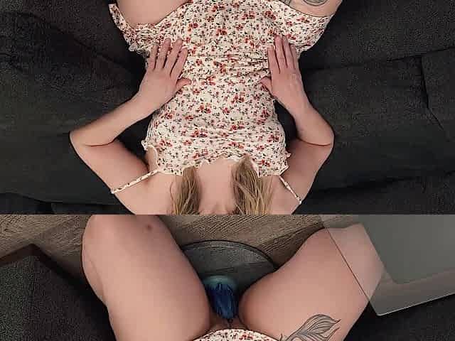 No pants beneath my sundress, riding my obese sex tool
