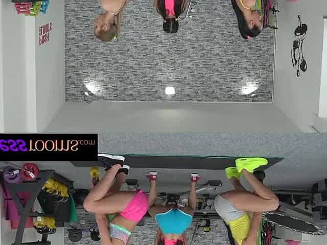 Fitness Rooms Tiny fit youthful hawt lesbian babes have a fun wicked gym three-some