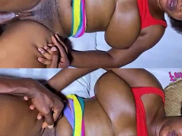 Afro melon tits cutie takes a ebony large penis