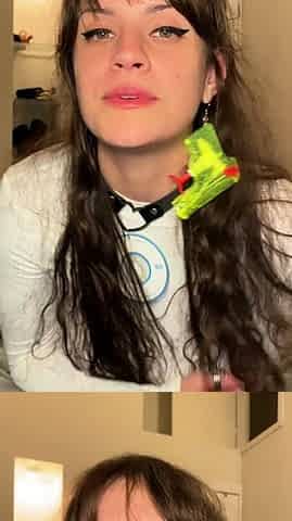 My sister's busty bff vibrates her pussy in front of me!!