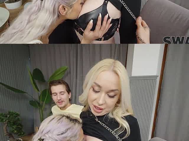 Hot blondie Veronica Leal fucks with her friend Vera Jarw in steamy threesome