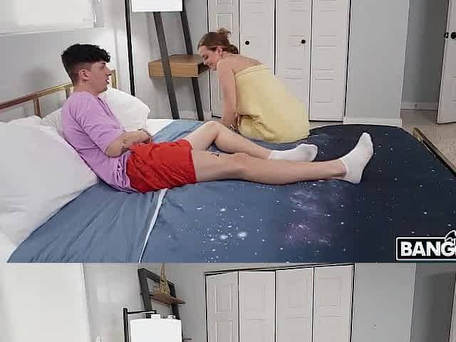 Blond with a obese booty let her stepbrother touch her booty and screw her