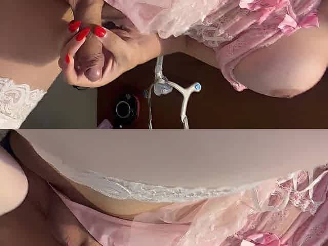 Pink Frilly Underware and White Nylons