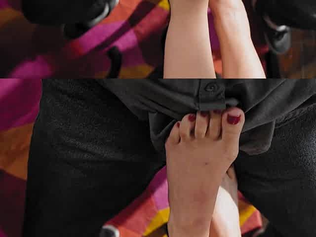 Handjob with a hot blondie and her boyfriend in pov style