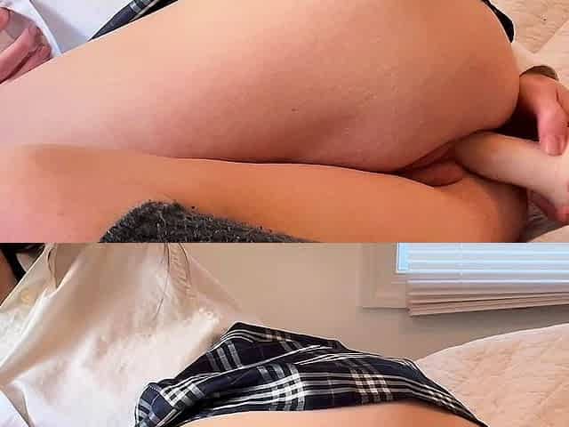 Sexy teen ebony solo toy masturbation