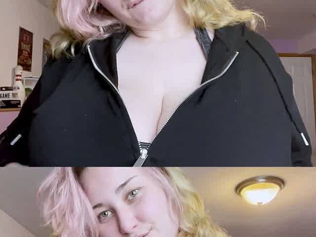 Blonde babe shows her big boobs in public