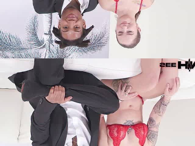 Bunny Fae Lubes Hottie Rod Up For A Sloppy Interracial Rimjob!
