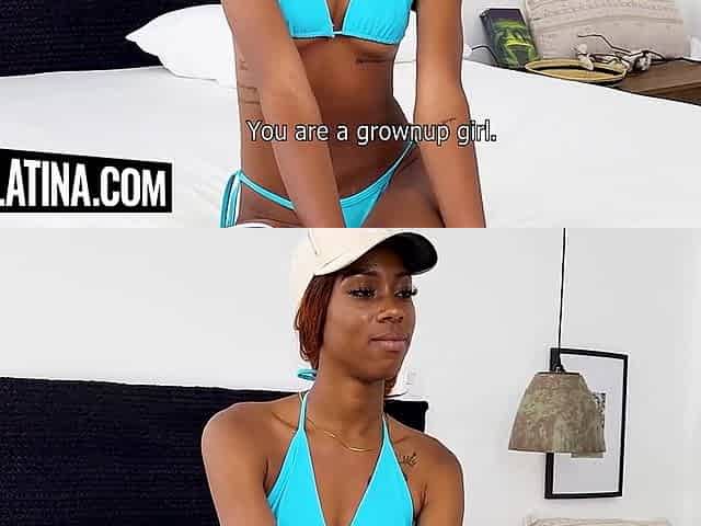 Petite 18yo Ebony Latina Stepdaughter Rides Big Cock American Stepdaddy