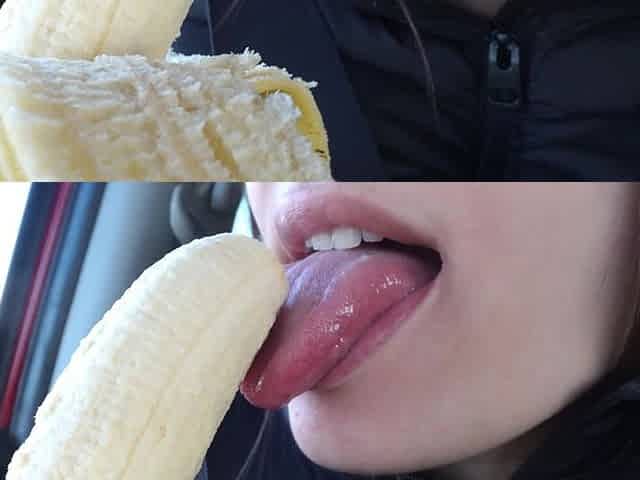 My Indian Stepsister Sucks Banana in Car and Does Mouth Fetish After Sucking Banana and Eating It