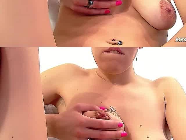 Saggy Tits Teen 18+ Ellis In Nylons Masturbate In Office