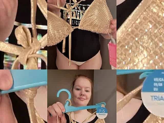 Try on - Golden Swimsuit in the Fitting Room