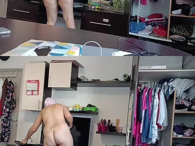 Amateur Woman Has Fun Trying on Clothes and Cutting Them.