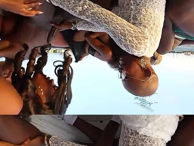Large titty Asari and hot black allies in wild fuckfest on the water!