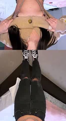 Small tit nubile in stockings masturbates