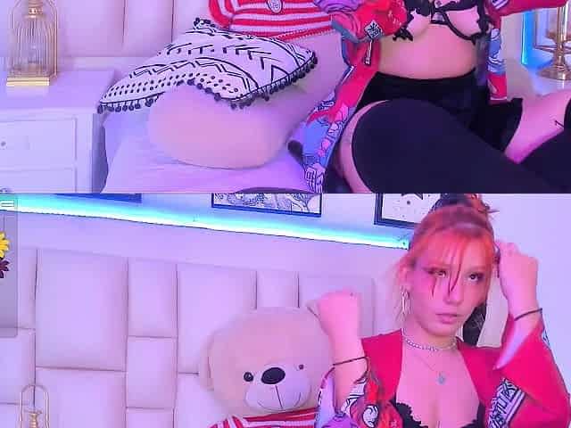Cute redhead with a cute face shows her titties and snatch on livecam show