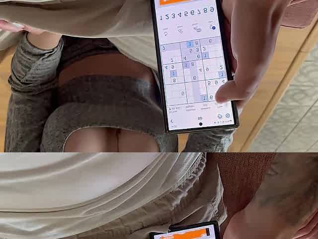 "WHO WINS?" My Girlfriend Challenges Me to Finish a SUDOKU During the time that Masturbating!