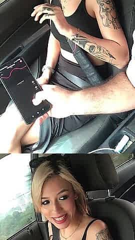 the uber driver controls my lush toy until that guy makes me cum