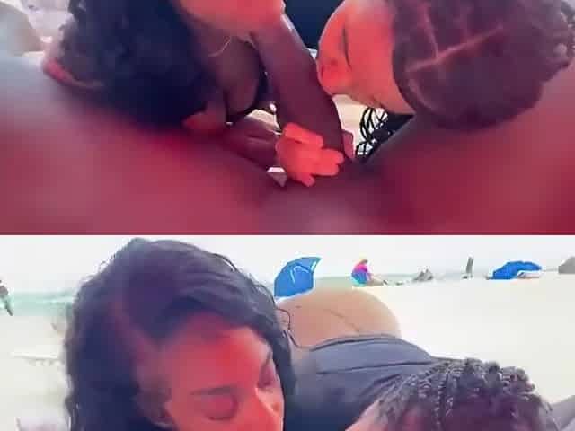 a ebony dick sucked by 2 ebony females