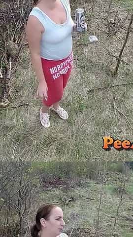 Pissing on a Muscles of Ants Huge Volume and Changing Her Wet Clothes Outdoor