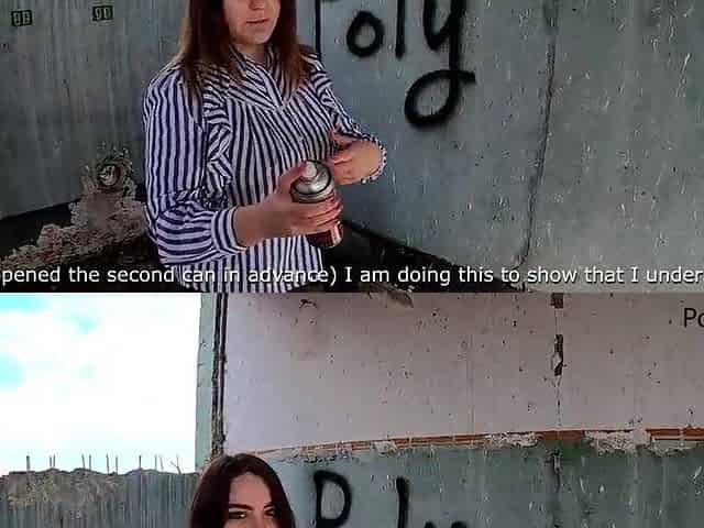 Nearly caught painting graffiti. Public pegging