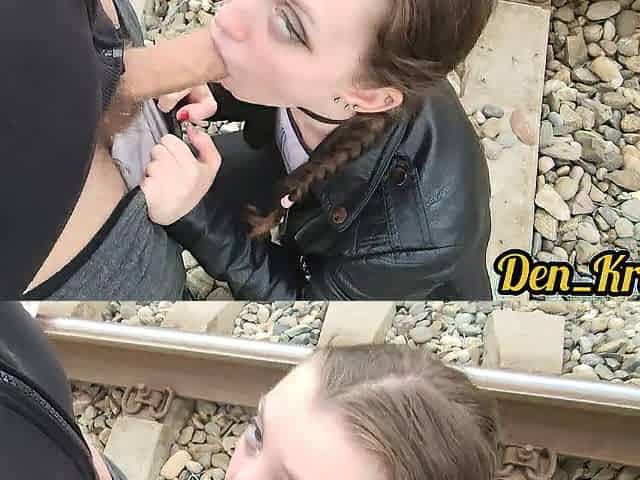 pleasant oral hawt and sex in anal with a nice-looking cutie whilst walking on the railway