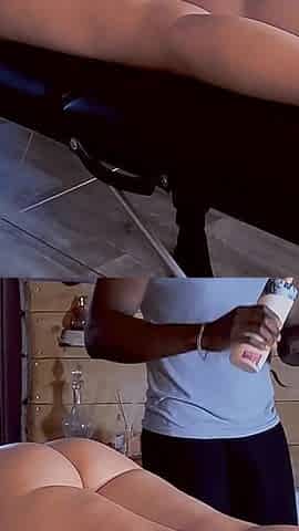 The Black Masseur Fucks Me Hard on the Table and Cums in My Pussy