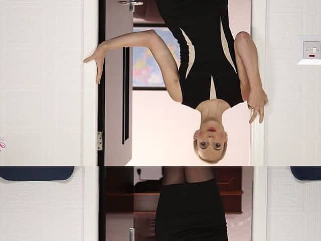 Leggy tall secretary in sexy lingerie Ariel Anderssen shows striptease in the office