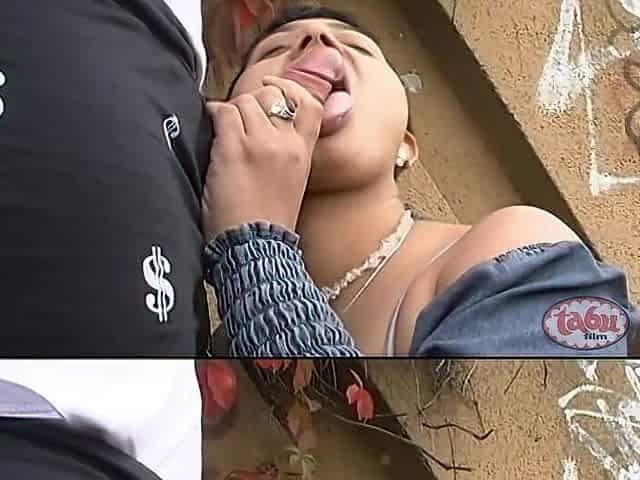 Short-haired Exotic Beauty Blows Outdoors and Gets Cum on Her Tits
