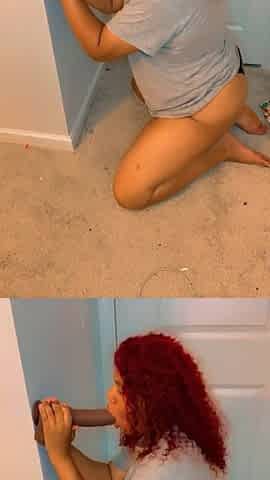 On my knees sucking a bbc vibrator