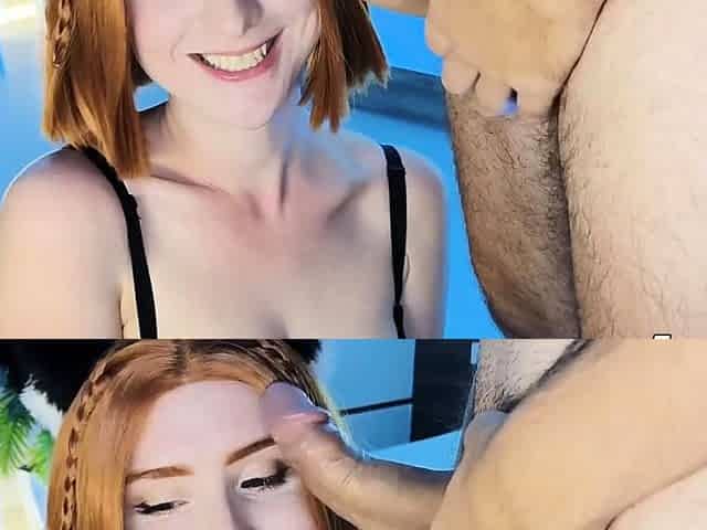 Nerdy Slut On Her Knees Suck Cock