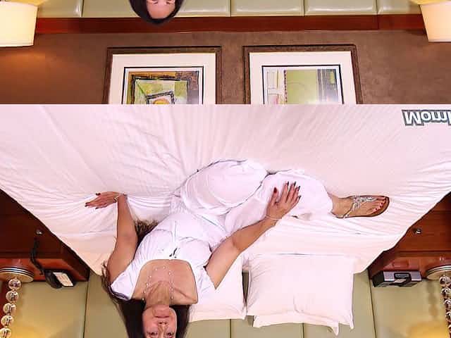 A brunette rookie mature grandmother first timer at MOM POV!