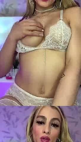 Super hot busty blonde babe fucks a big dick on webcam