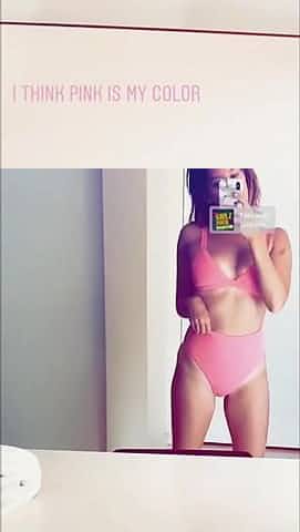 Ashley Tisdale sexy mirror selfie in a pink bikini