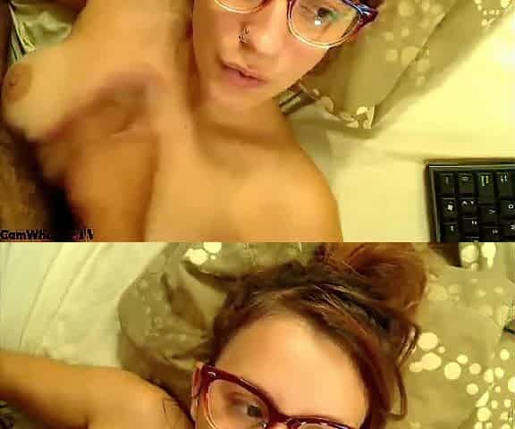 redhead cum on glasses
