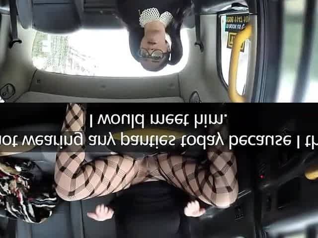 Nerdy brunette latina chick feels horny during her taxi ride and asks her driver to stop the car and fuck her in the cabin