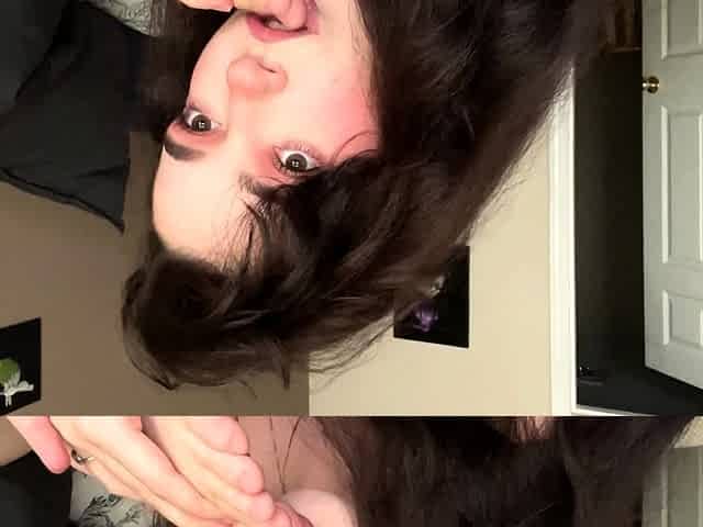 Brunette with foot fetish rubs big dick with her feet in POV