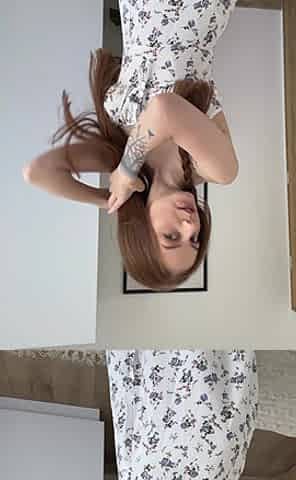 Shy Redhead Girl with Pigtails Stripes so You Can Show off Your Big Tits